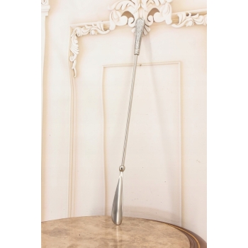 Stylowa Łyżka do Butów - Mosiądz - Dekor Zdobienia - Srebrna 56 cm