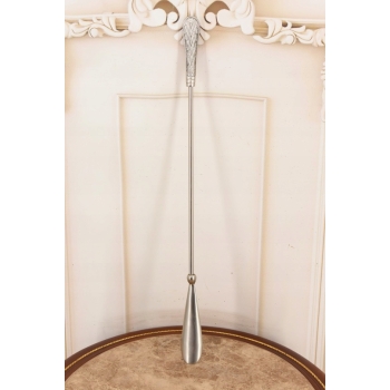 Stylowa Łyżka do Butów - Mosiądz - Dekor Zdobienia - Srebrna 56 cm