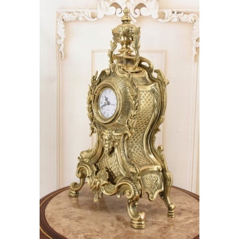 Zegar Kominkowy Stojący Mosiężny - Mosiądz - Dekoracja Prezent