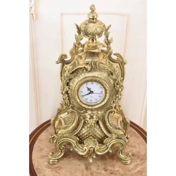 Zegar Kominkowy Stojący Mosiężny - Mosiądz - Dekoracja Prezent