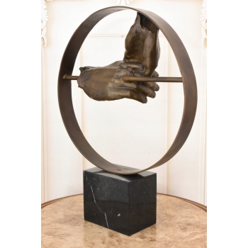 Splecione Dłonie - Uścisk Zakochanych - Styl Salvador Dali - Figura z Brązu