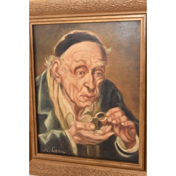 M. Lisowski - Żyd Liczący Pieniądze - Obraz Symbolizujący Szczęście