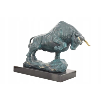 Figura Walecznego Byka - Byk Symbol Siły i Zwycięstwa - Rzeźba Brąz Patyna