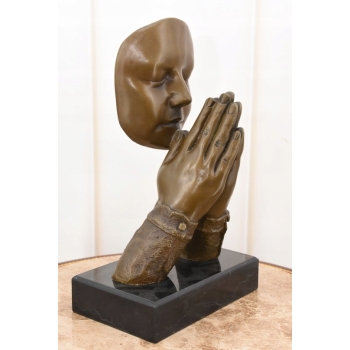 Styl Salvador Dali - Modląca Się Twarz - Modlitwa - Figura z Brązu - Ozdoba