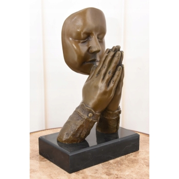 Styl Salvador Dali - Modląca Się Twarz - Modlitwa - Figura z Brązu - Ozdoba