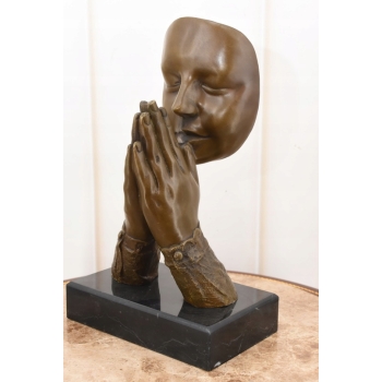 Styl Salvador Dali - Modląca Się Twarz - Modlitwa - Figura z Brązu - Ozdoba