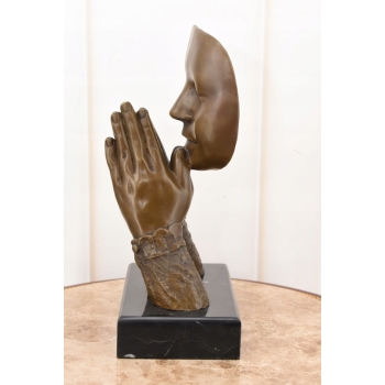 Styl Salvador Dali - Modląca Się Twarz - Modlitwa - Figura z Brązu - Ozdoba