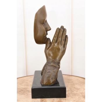 Styl Salvador Dali - Modląca Się Twarz - Modlitwa - Figura z Brązu - Ozdoba