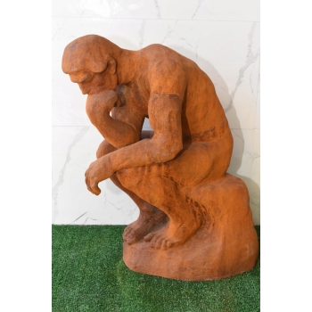 Duża Rzeźba wg Auguste Rodin - Męski Akt Myśliciel Filozof Figura z Żeliwa