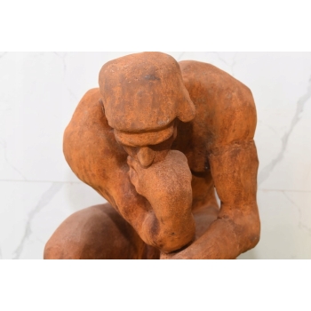 Duża Rzeźba wg Auguste Rodin - Męski Akt Myśliciel Filozof Figura z Żeliwa