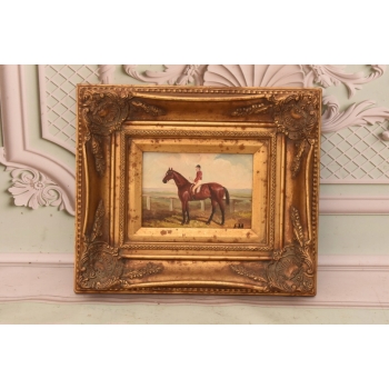 Dżokej na Koniu - Koń Scena Rodzajowa - Obraz Olejny - Piękna Rama