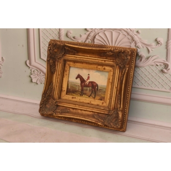 Dżokej na Koniu - Koń Scena Rodzajowa - Obraz Olejny - Piękna Rama