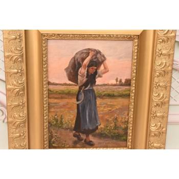 Józef Chełmoński - Kobieta z Workiem Zboża - Polska Wieś - Obraz Olejny