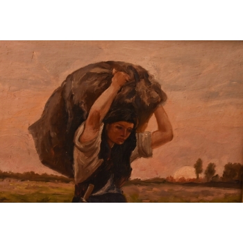 Józef Chełmoński - Kobieta z Workiem Zboża - Polska Wieś - Obraz Olejny