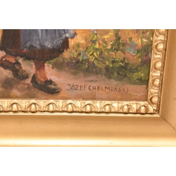 Józef Chełmoński - Kobieta z Workiem Zboża - Polska Wieś - Obraz Olejny