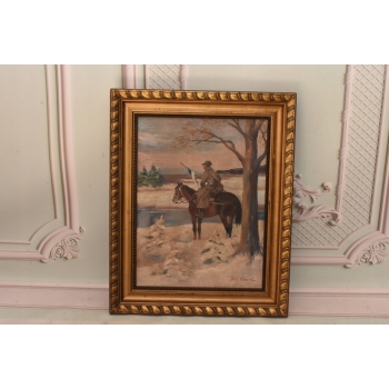 Jerzy Kossak - Ułan Na Koniu w Czasie Zimy - Polski Obraz Olejny