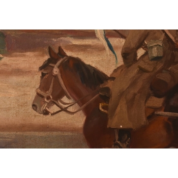 Jerzy Kossak - Ułan Na Koniu w Czasie Zimy - Polski Obraz Olejny