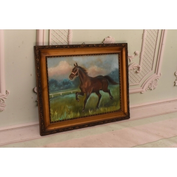 Jerzy Kossak - Galopujący Koń Arabski - Obraz Pastel za Szkłem