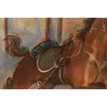 Jerzy Kossak - Koń Pędzący Przez Las - Obraz Pastel za Szkłem