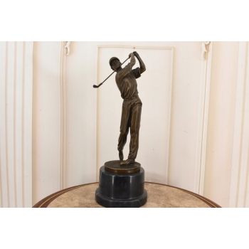 Golfista z Kijem - Golf - Figura z Brązu Rzeźba Posąg - Prezent