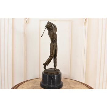 Golfista z Kijem - Golf - Figura z Brązu Rzeźba Posąg - Prezent