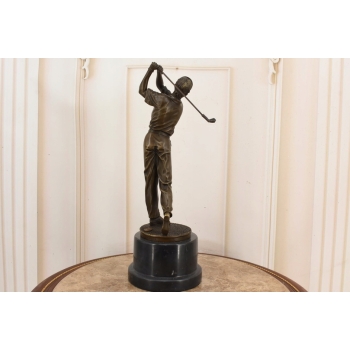 Golfista z Kijem - Golf - Figura z Brązu Rzeźba Posąg - Prezent