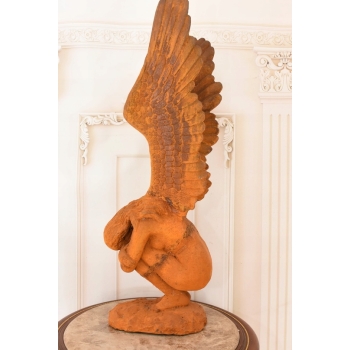 Żeliwna Figura - Skrzydlaty Anioł - Anielica - Rustykalna Figurka