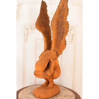 Żeliwna Figura - Skrzydlaty Anioł - Anielica - Rustykalna Figurka