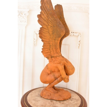 Żeliwna Figura - Skrzydlaty Anioł - Anielica - Rustykalna Figurka