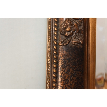 Złote Kryształowe Prostokątne Lustro - 91 x 72 cm - Drewniane Zdobiona Rama