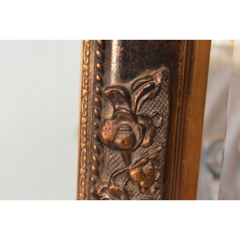 Złote Kryształowe Prostokątne Lustro - 91 x 72 cm - Drewniane Zdobiona Rama