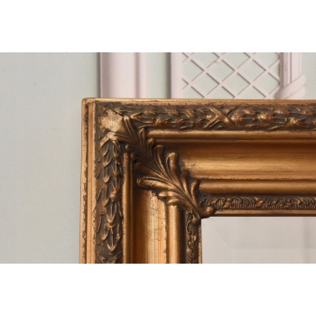 Kryształowe Prostokątne Lustro - 82 x 72 cm - Drewniane Zdobiona Złota Rama