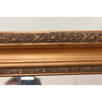 Kryształowe Prostokątne Lustro - 82 x 72 cm - Drewniane Zdobiona Złota Rama