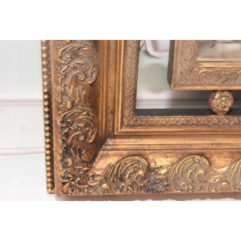 Pałacowe Złote Lustro AŻUROWE z Francji - Piękna Rama - 85 x 75 cm
