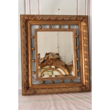 Pałacowe Złote Lustro AŻUROWE z Francji - Piękna Rama - 85 x 75 cm