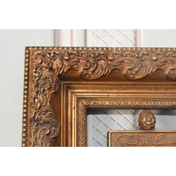 Pałacowe Złote Lustro AŻUROWE z Francji - Piękna Rama - 85 x 75 cm