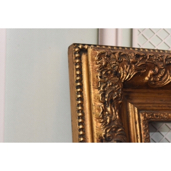 Pałacowe Złote Lustro AŻUROWE z Francji - Piękna Rama - 85 x 75 cm