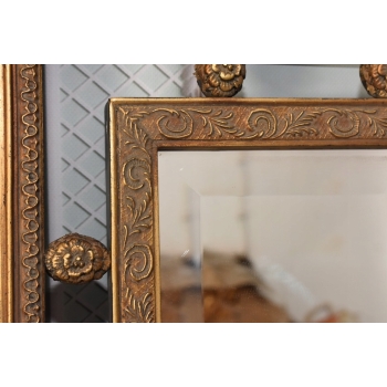 Pałacowe Złote Lustro AŻUROWE z Francji - Piękna Rama - 85 x 75 cm