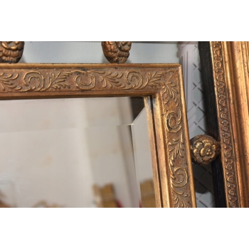 Pałacowe Złote Lustro AŻUROWE z Francji - Piękna Rama - 85 x 75 cm