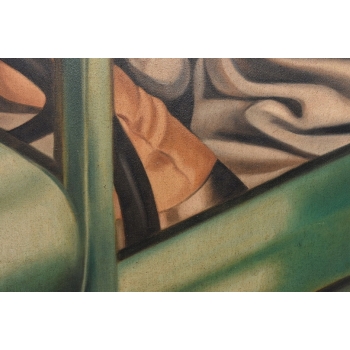 T De Łempicka - Dama Kobieta w Bugatti - Stary Obraz Olejny