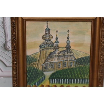 Nikifor Krynicki - Pejzaż - Krynica Zdrój- Stary Obraz - Akwarela Ołówek