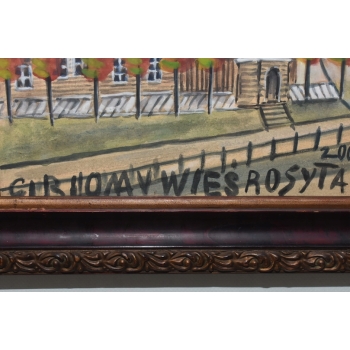 Nikifor Krynicki - Pejzaż - Krynica Zdrój- Stary Obraz - Akwarela Ołówek