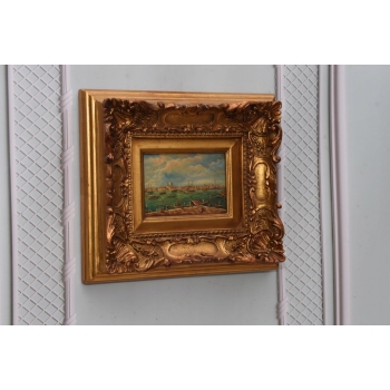 Port w Wenecji - Gondola - Italy Włochy - Pejzaż - Obraz Olejny Złota Rama