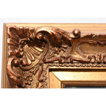 Portret Dziewczynka w Ogrodzie - Dziecko - Obraz Olejny - Złota Rama