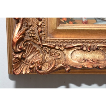 Portret Dziewczynka w Ogrodzie - Dziecko - Obraz Olejny - Złota Rama