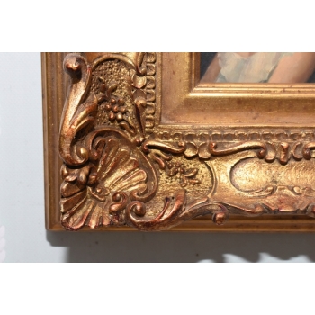 Portret Kobieta z Kwiatami we Włosach - Obraz Olejny - Złota Rama