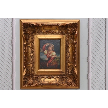 Portret Kobieta z Koszem Owoców - Obraz Olejny - Złota Rama