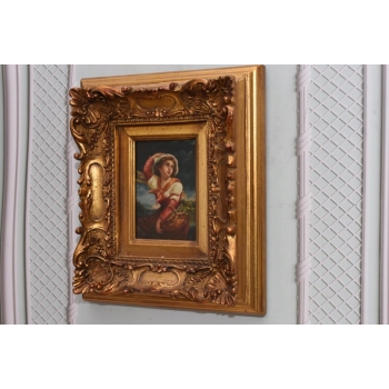 Portret Kobieta z Koszem Owoców - Obraz Olejny - Złota Rama