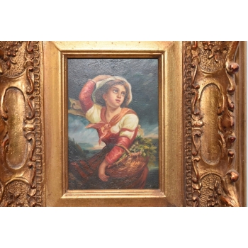 Portret Kobieta z Koszem Owoców - Obraz Olejny - Złota Rama