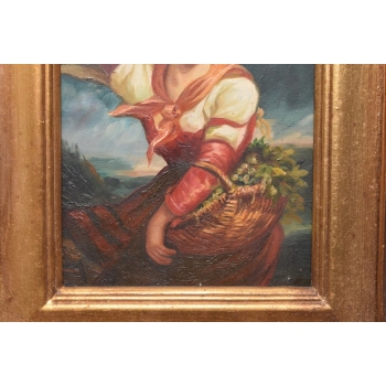 Portret Kobieta z Koszem Owoców - Obraz Olejny - Złota Rama